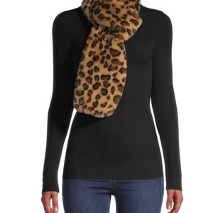 Echo Plush Faux Cheetah Fur Pull Through Plush Scarf